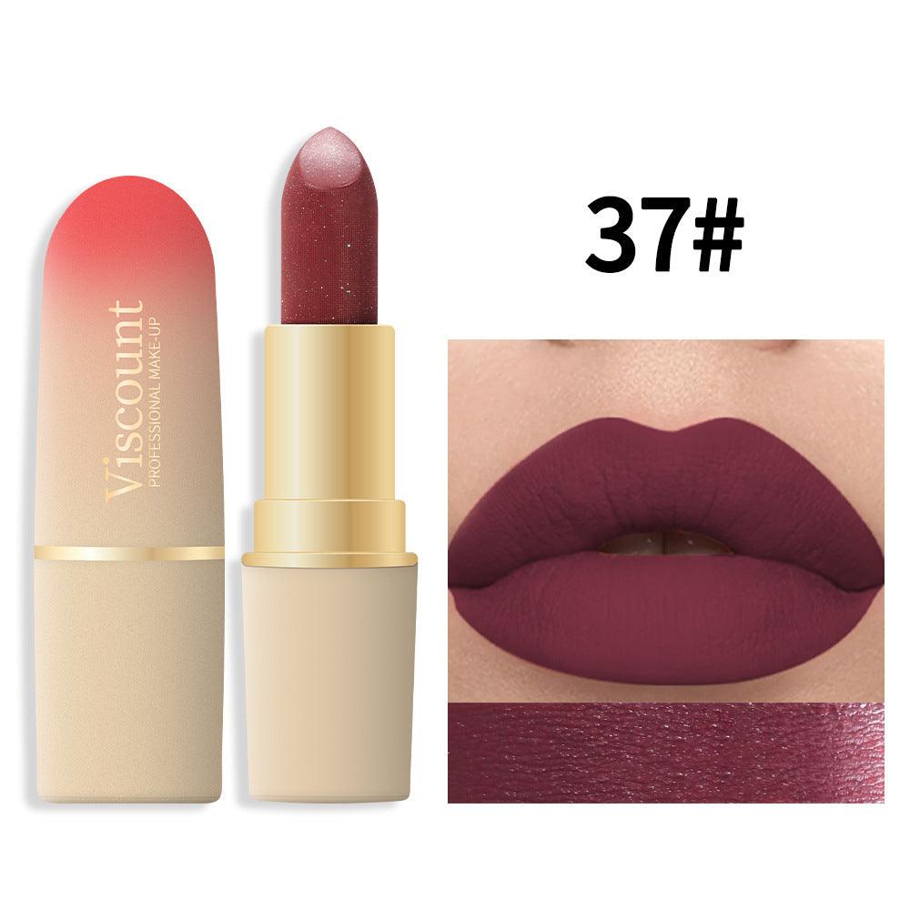 Waterproof And Durable Lipstick Velvet Fine Glitter Matte Lip And Cheek Dual-Use Lipstick - VitaGlow Beauty Co.