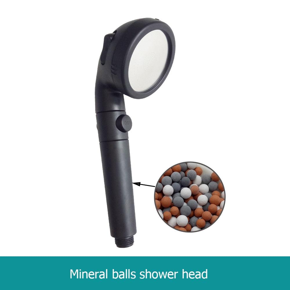 New Tourmaline balls Filter Shower Head Water saving 3 Modes adjustable SPA shower head on/off button high pressure shower - VitaGlow Beauty Co.