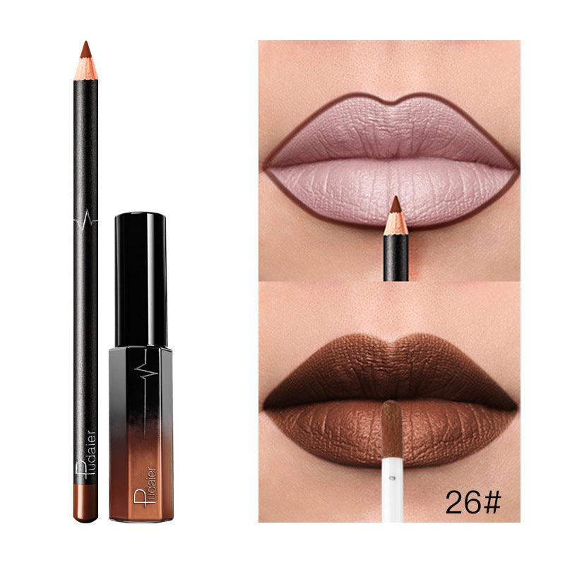 Pudaier 36 Color Matte Lip Gloss Lip Liner Matte Matte Lip Glaze Lipstick Pencil - VitaGlow Beauty Co.