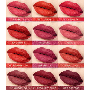 O.TWO.O Matte Lipstick Nude Brown Red Lips Makeup Velvet Silky Smooth Texture Long Lasting Waterproof Lip Stick 12 Colors - VitaGlow Beauty Co.