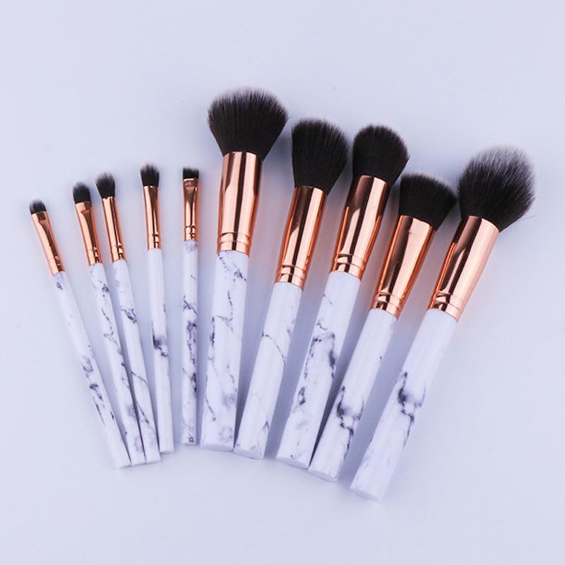 10Pcs/Set Makeup Brushes with Marbling Handles - VitaGlow Beauty Co.