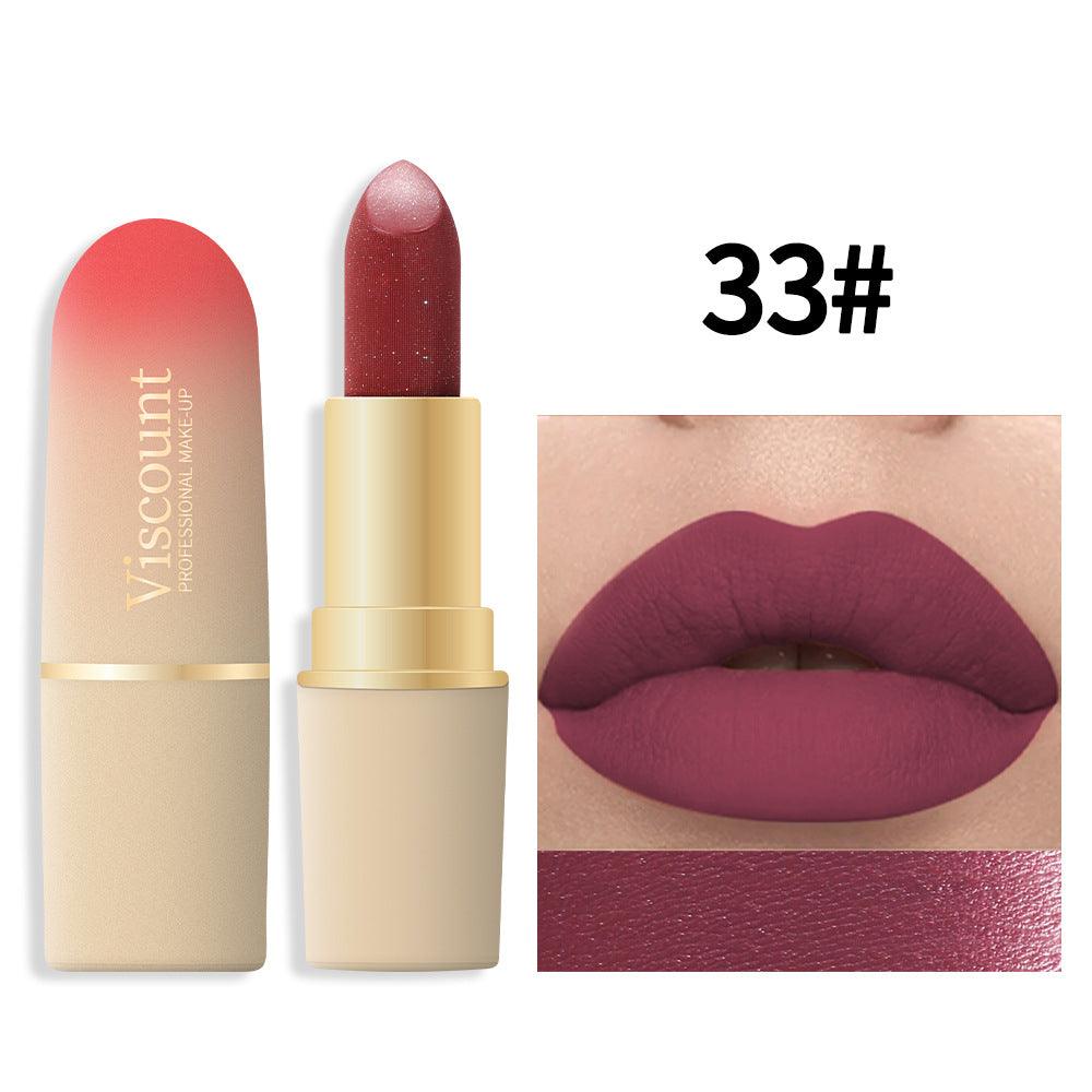 Waterproof And Durable Lipstick Velvet Fine Glitter Matte Lip And Cheek Dual-Use Lipstick - VitaGlow Beauty Co.