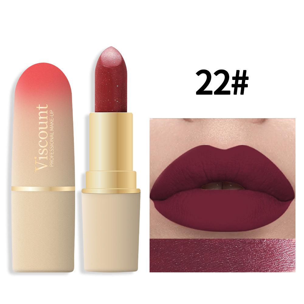 Waterproof And Durable Lipstick Velvet Fine Glitter Matte Lip And Cheek Dual-Use Lipstick - VitaGlow Beauty Co.