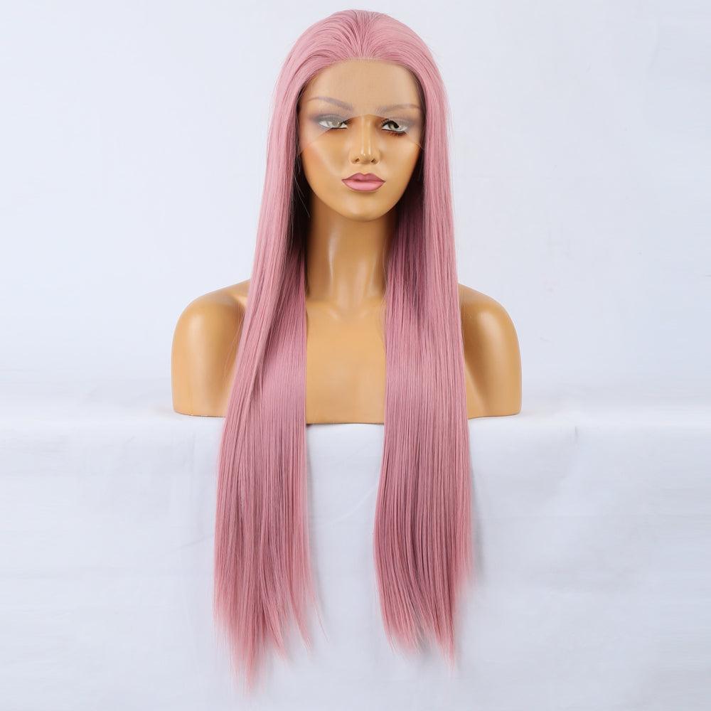 Synthetic Lace Wig Deep Part Long Straight Wig Ombre Pink Cosplay Wigs Synthetic Lace Wigs For Women - VitaGlow Beauty Co.