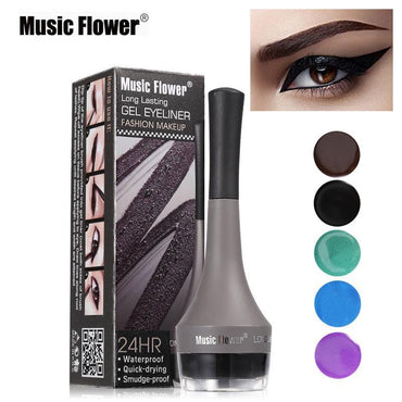 Music Flower 5 colors Waterproof Eyeliner Gel Eye Makeup Eye Liner With Brush 24 Hours Long-lasting Eyelid Black Cosmetic Gel - VitaGlow Beauty Co.