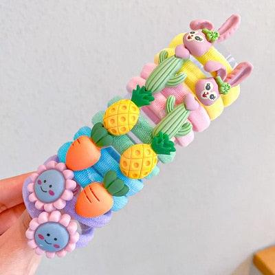 10Pcs/Set Cartoon Character Fruits Flower Elastic Scrunchies - VitaGlow Beauty Co.