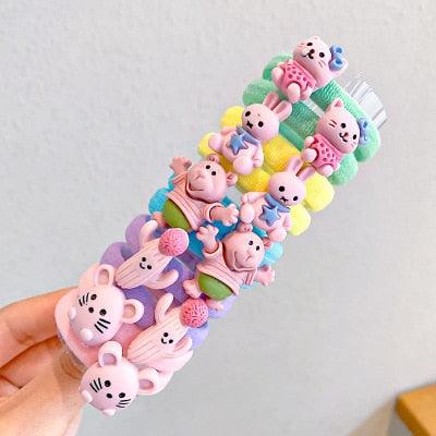 10Pcs/Set Cartoon Character Fruits Flower Elastic Scrunchies - VitaGlow Beauty Co.