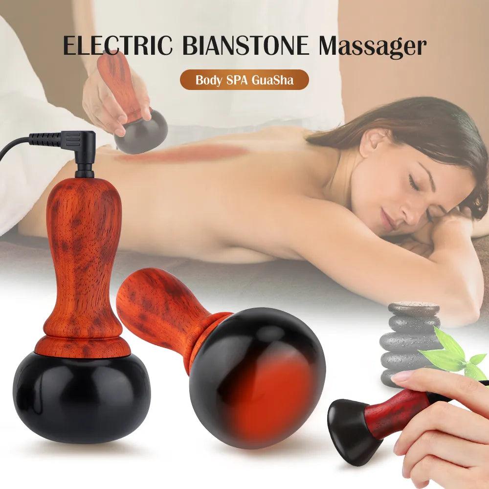 PASTSKY Hot Stone Electric Gua Sha Massager Bian Stone Guasha Tool Skin Scraping Back Face Massage Body Warm Moxibustion Therapy - VitaGlow Beauty Co.