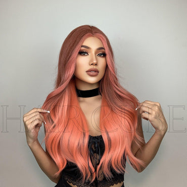 Haircube 24-Inch Long Curly Wig in Orange Pink - VitaGlow Beauty Co.