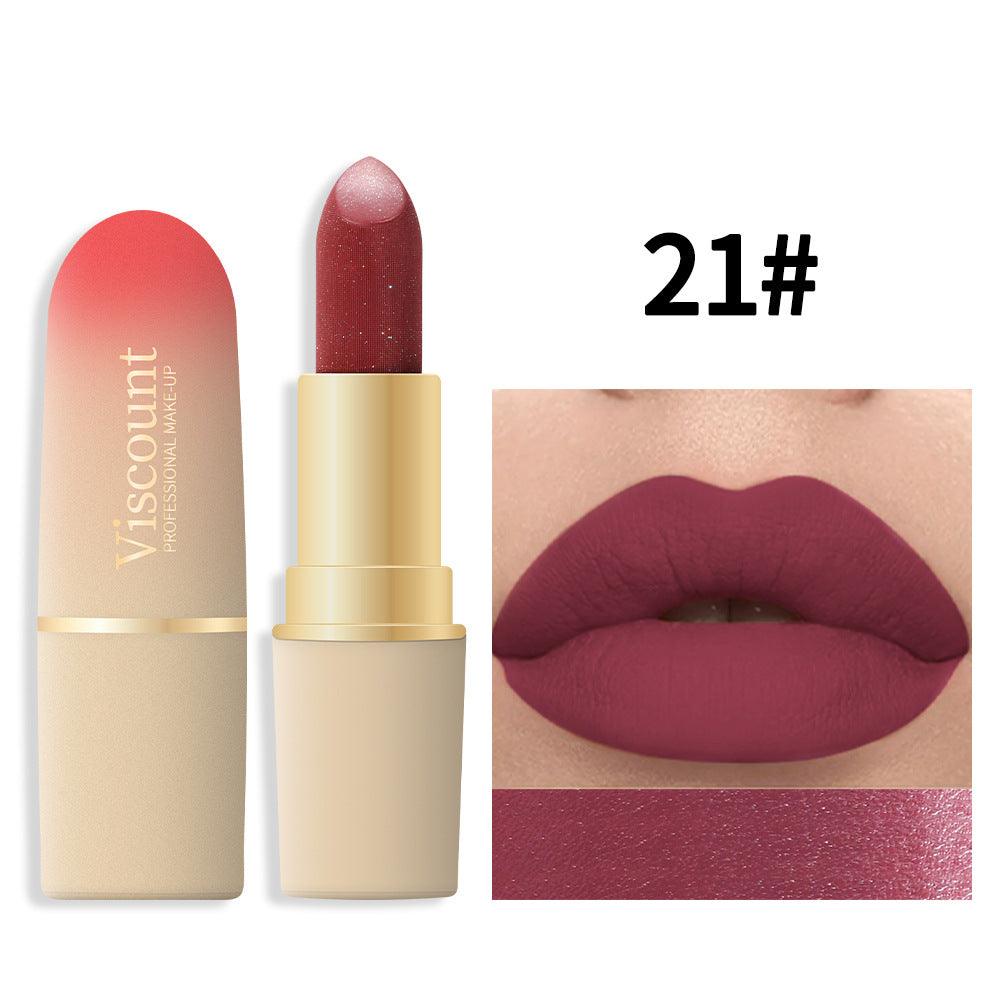 Waterproof And Durable Lipstick Velvet Fine Glitter Matte Lip And Cheek Dual-Use Lipstick - VitaGlow Beauty Co.