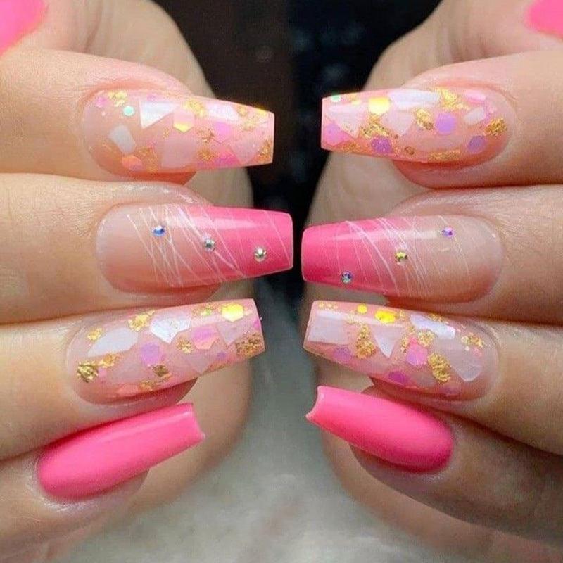 Wear The Same Type Of INS Shell Glitter Powder Spot Drill Nail Patch And Long Ballet Nail - VitaGlow Beauty Co.