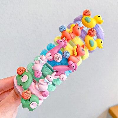 10Pcs/Set Cartoon Character Fruits Flower Elastic Scrunchies - VitaGlow Beauty Co.