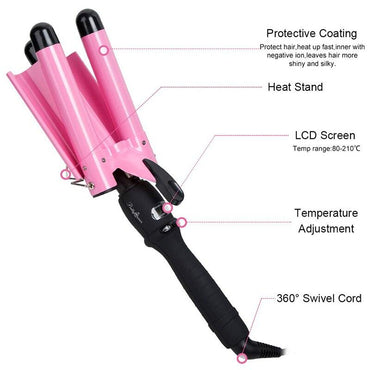 New Arrival Hair Curling Iron LED Ceramic Triple Barrel Hair Curler Irons Hair Wave Waver Styling Tools Hair Styler Wand - VitaGlow Beauty Co.