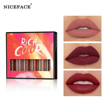 Niceface New Quality Lip Glaze Velvet Matte Lip Glaze Set Matte Non-Stick Cup Waterproof Makeup - VitaGlow Beauty Co.