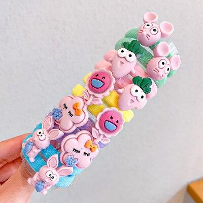 10Pcs/Set Cartoon Character Fruits Flower Elastic Scrunchies - VitaGlow Beauty Co.