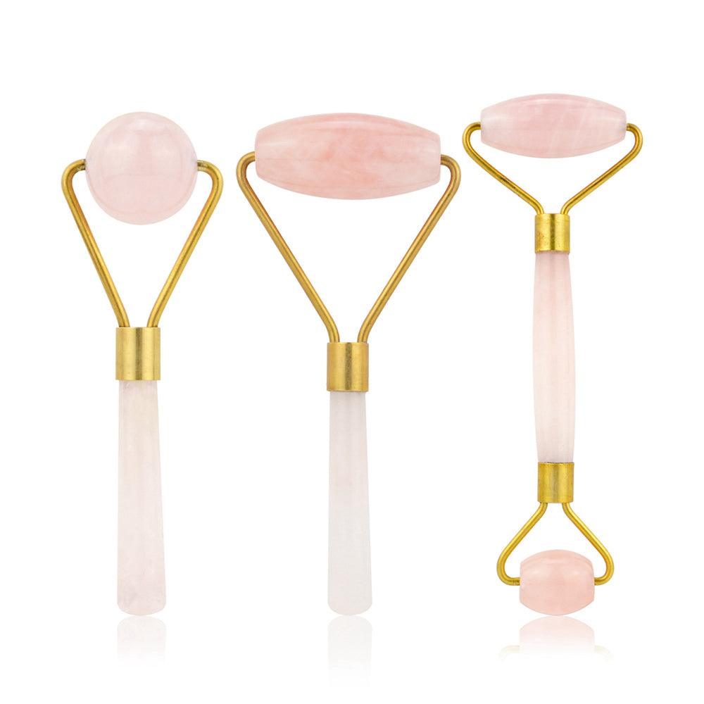 Natural Rose Quartz Facial Massage Crystal Stone Body Jade Massager Derma Roller Skincare Ice Roller Wrinkle Removal Beauty Tool - VitaGlow Beauty Co.