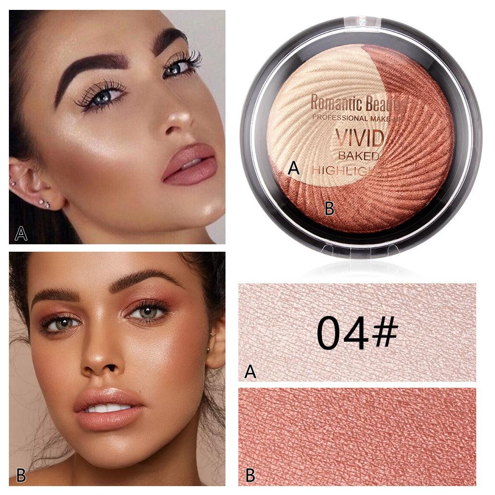 Romantic Beauty Two-Color Highlight Powder To Decorate The Face Pearl Light To Brighten The Lasting Highlight Powder - VitaGlow Beauty Co.