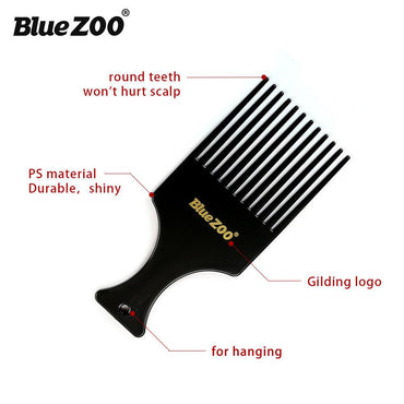 Thin Black Tough Blue ZOO Men's Retro Oil Head Big Back Mohawk Modeling Airplane Head Stylist Comb - VitaGlow Beauty Co.