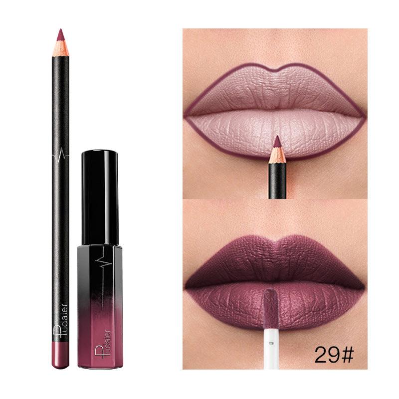 Pudaier 36 Color Matte Lip Gloss Lip Liner Matte Matte Lip Glaze Lipstick Pencil - VitaGlow Beauty Co.