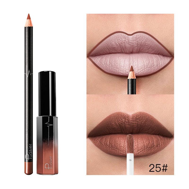 Pudaier 36 Color Matte Lip Gloss Lip Liner Matte Matte Lip Glaze Lipstick Pencil - VitaGlow Beauty Co.