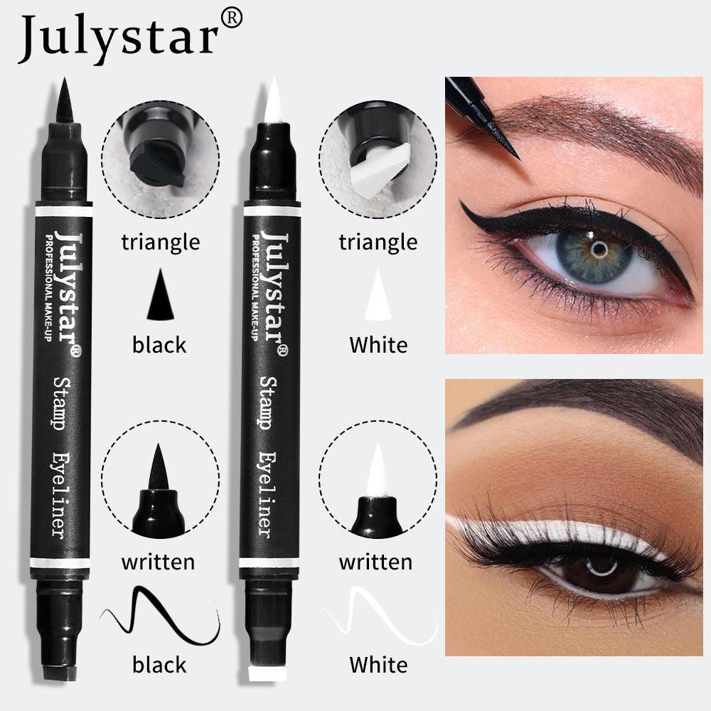 White Eyeliner Liquid Eyeliner Waterproof Non-Staining Cool Black Double-Ended Seal Eyeliner - VitaGlow Beauty Co.