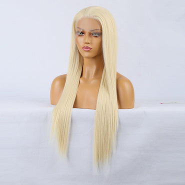 Natural Realistic Wig 613# Chemical Fiber Front Lace Long Straight Hair Matte High Temperature Silk Headgear - VitaGlow Beauty Co.