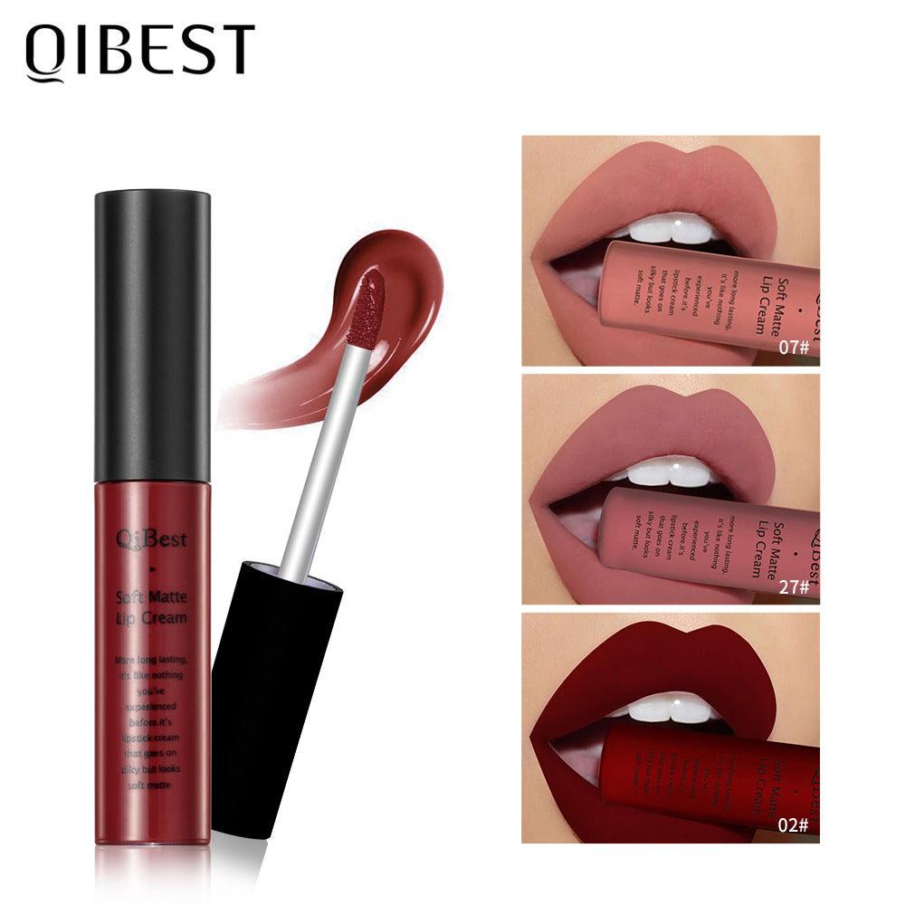 Qibest 34 Colors Matte Non-Stick Cup Does Not Fade Lip Gloss Matte Liquid Lipstick Makeup - VitaGlow Beauty Co.