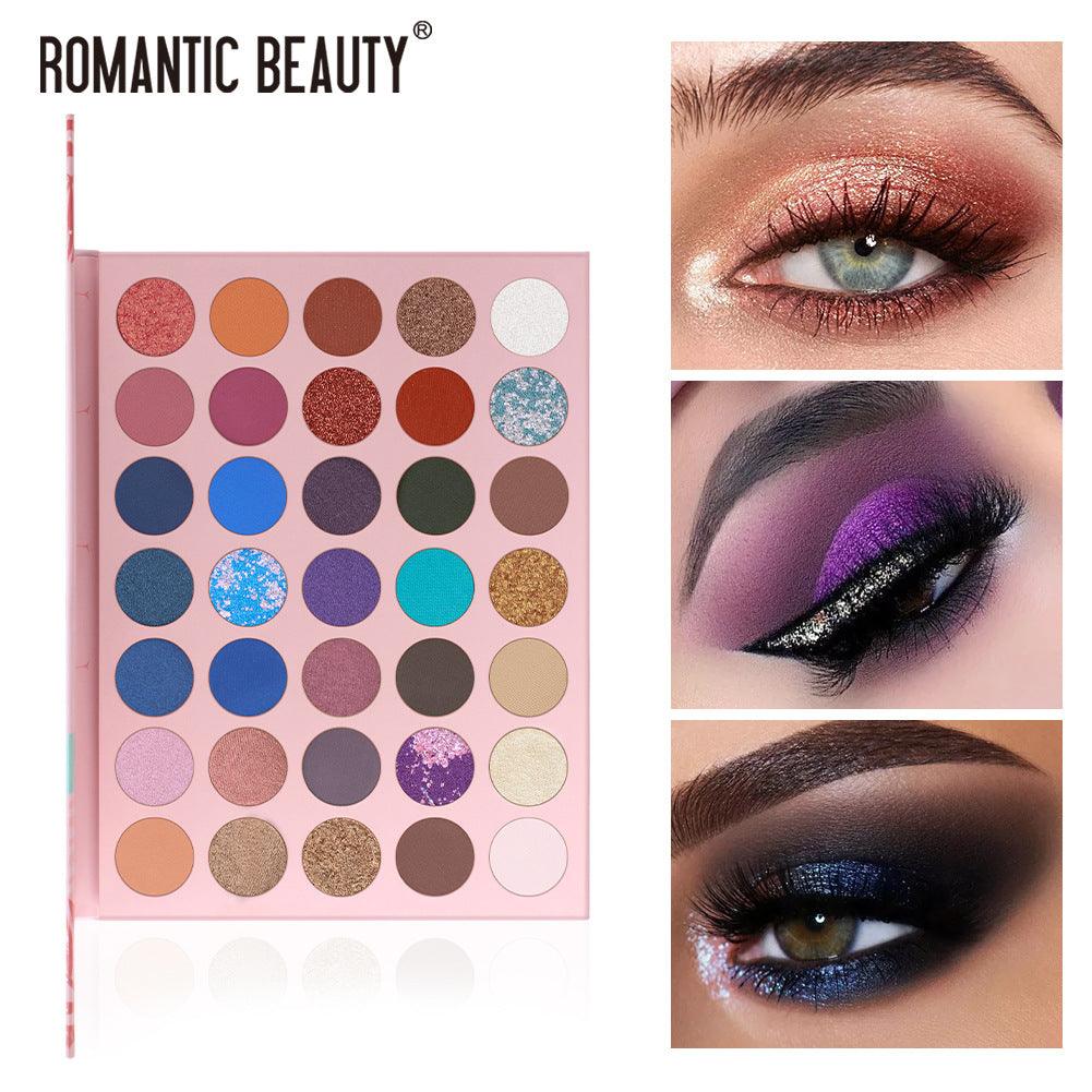 Romantic Beauty 35 Color Multi Color One Multi Purpose Eye Shadow Color Makeup Disk Pearl Matte Eye Shadow - VitaGlow Beauty Co.