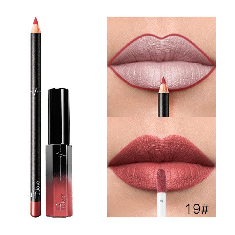 Pudaier 36 Color Matte Lip Gloss Lip Liner Matte Matte Lip Glaze Lipstick Pencil - VitaGlow Beauty Co.