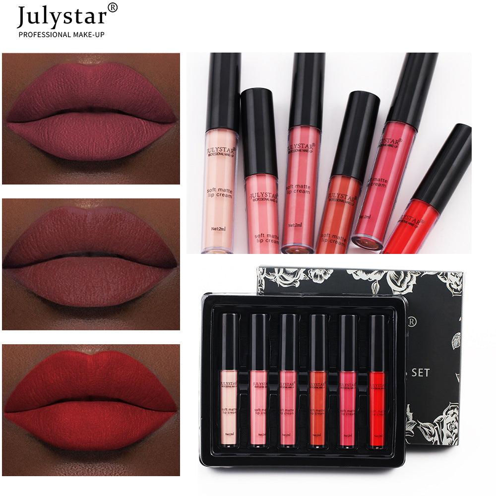 Velvet Matte Lip Glaze Suit Waterproof Non Stick Cup Color Fast Lipstick Lip Color - VitaGlow Beauty Co.