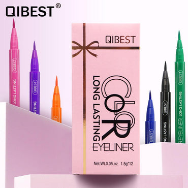 QIBEST Coloured Eyeliner Pen Waterproof And Non Coloured Eye Liner Ins Super Fire Coloured Pencil - VitaGlow Beauty Co.