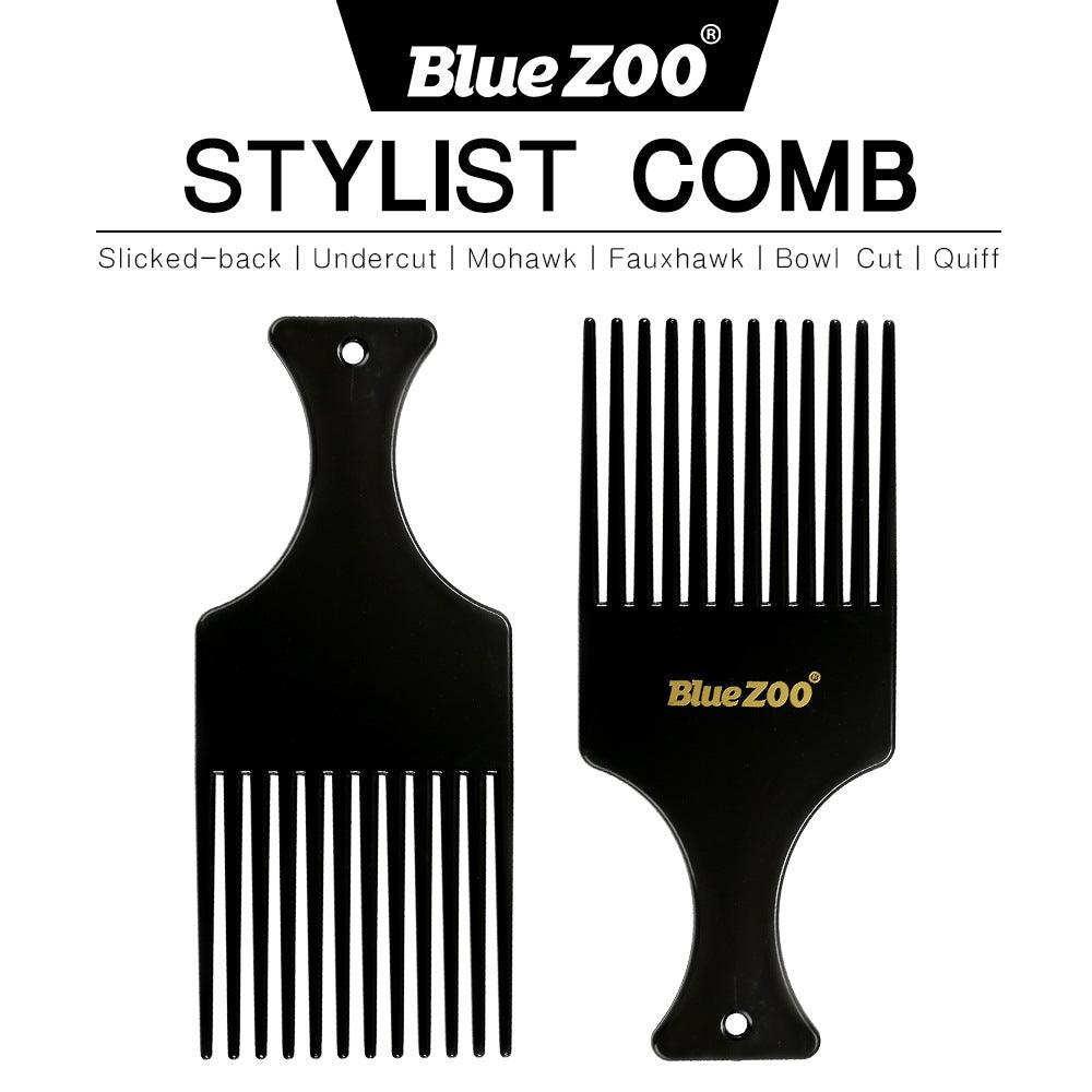 Thin Black Tough Blue ZOO Men's Retro Oil Head Big Back Mohawk Modeling Airplane Head Stylist Comb - VitaGlow Beauty Co.