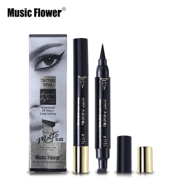 Music Flower Brand Eyes Makeup Tattoo Seal Liquid Eyeliner Pen Waterproof Matte Black Stamp Wanton Eye Liners 24HR Long-lasting - VitaGlow Beauty Co.