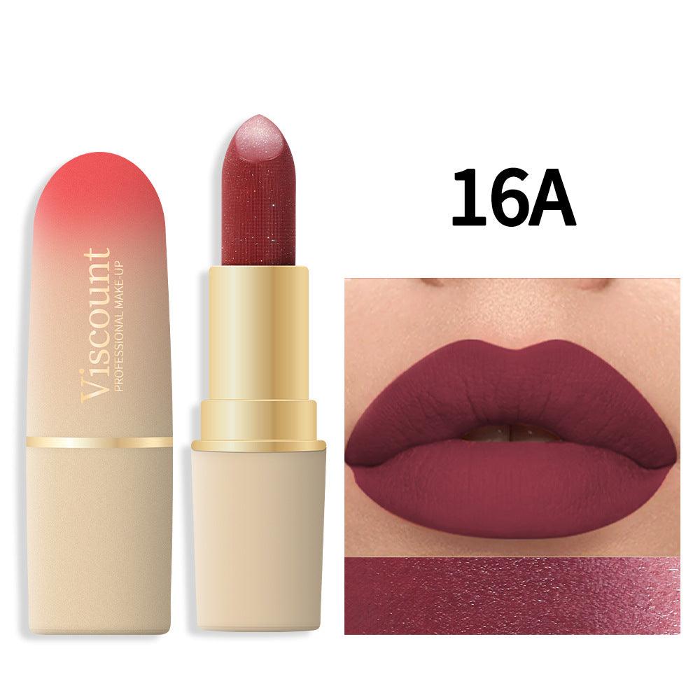 Waterproof And Durable Lipstick Velvet Fine Glitter Matte Lip And Cheek Dual-Use Lipstick - VitaGlow Beauty Co.