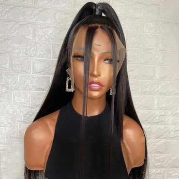 Natural Transition Wig Black Chemical Fiber Front Lace Long Straight Hair Matte High Temperature Silk Headgear - VitaGlow Beauty Co.