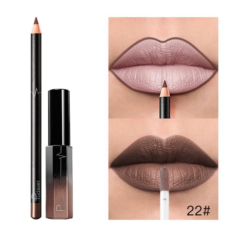 Pudaier 36 Color Matte Lip Gloss Lip Liner Matte Matte Lip Glaze Lipstick Pencil - VitaGlow Beauty Co.