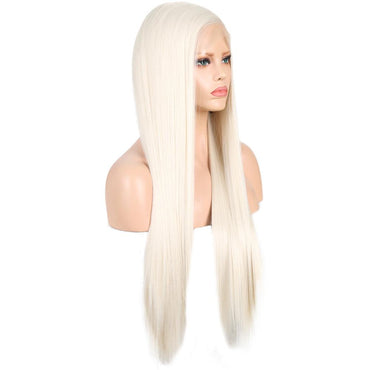 Glamorous White Long Straight Hair Lace Wig - VitaGlow Beauty Co.