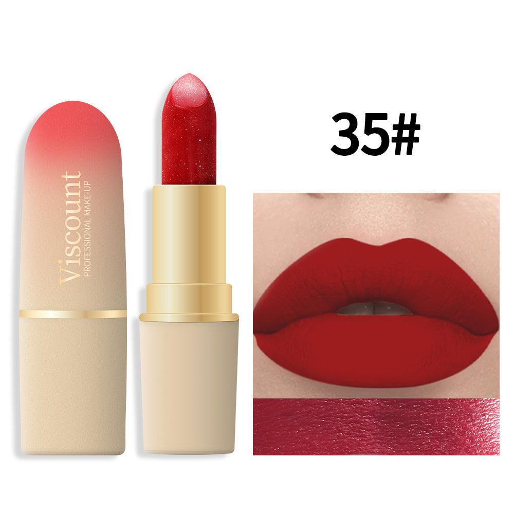 Waterproof And Durable Lipstick Velvet Fine Glitter Matte Lip And Cheek Dual-Use Lipstick - VitaGlow Beauty Co.