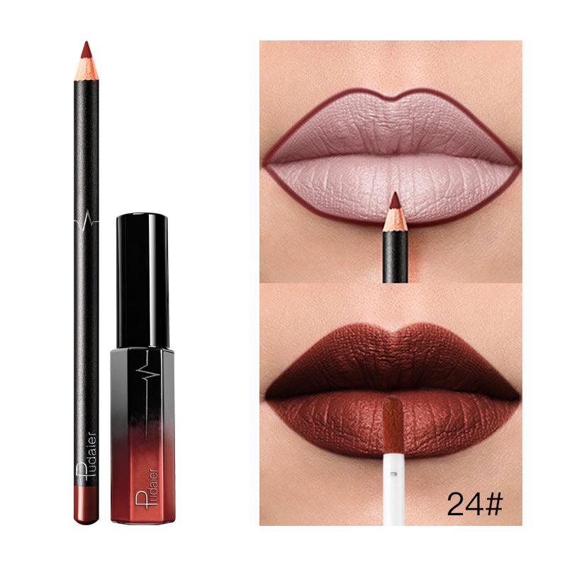 Pudaier 36 Color Matte Lip Gloss Lip Liner Matte Matte Lip Glaze Lipstick Pencil - VitaGlow Beauty Co.