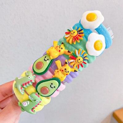 10Pcs/Set Cartoon Character Fruits Flower Elastic Scrunchies - VitaGlow Beauty Co.