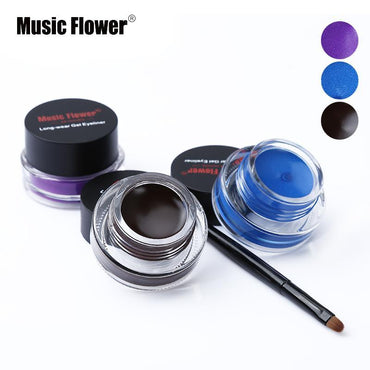 Music Flower Brand Black Waterproof Eyeliner Gel Makeup Cosmetic Gel Eye Liner With Brush 24 Hours Long-lasting - VitaGlow Beauty Co.