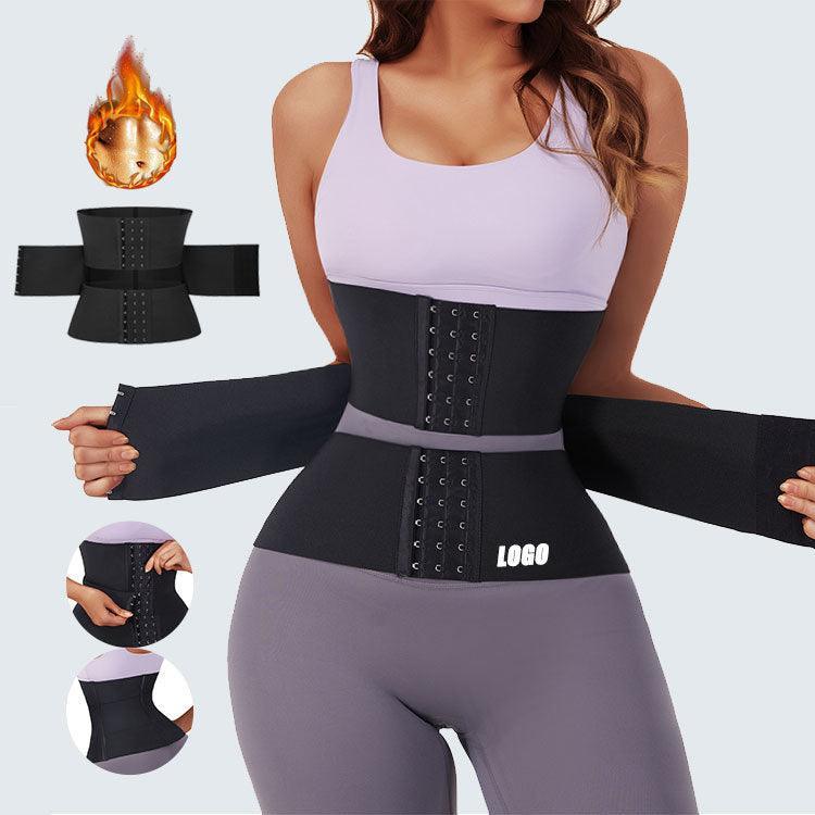 Waist Trainer Sports Sweat Postpartum Body Sculpting Double Belt Buckle Abdominal Belt - VitaGlow Beauty Co.