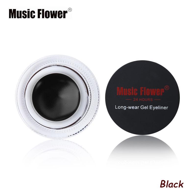 Music Flower Brand Black Waterproof Eyeliner Gel Makeup Cosmetic Gel Eye Liner With Brush 24 Hours Long-lasting - VitaGlow Beauty Co.