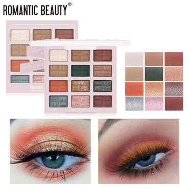 Romantic Beauty 12 Color Eye Shadow Multi Color Eye Brightening Lasting Modification Waterproof Pearl Eye Shadow Plate - VitaGlow Beauty Co.