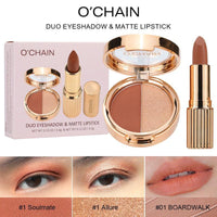 O'CHAIN Pearlescent two-color eyeshadow Matte lipstick does not fade and does not stick to the cup powdery delicate eyeshadow palette - VitaGlow Beauty Co.