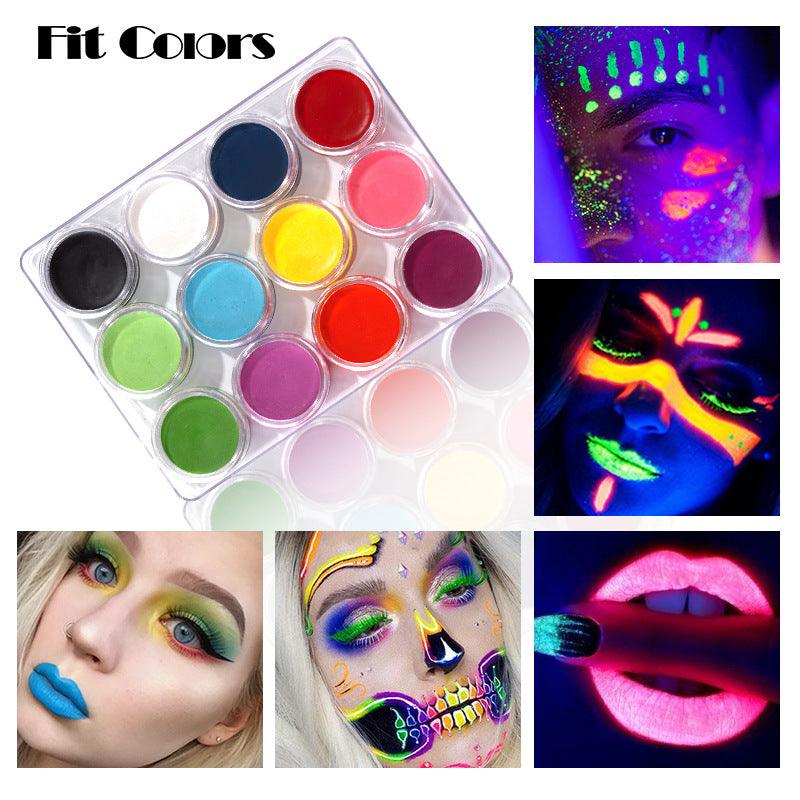 12-Color Face Fluorescent Graffiti Raw Matte Color Palette - VitaGlow Beauty Co.