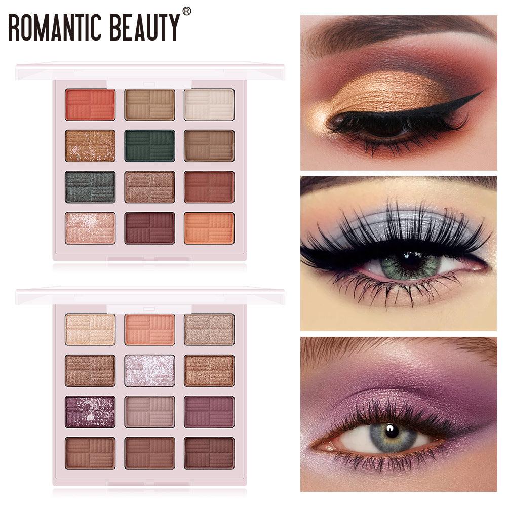 Romantic Beauty 12 Color Eye Shadow Multi Color Eye Brightening Lasting Modification Waterproof Pearl Eye Shadow Plate - VitaGlow Beauty Co.