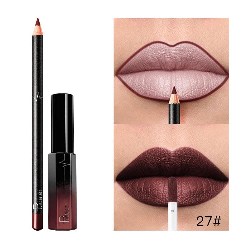 Pudaier 36 Color Matte Lip Gloss Lip Liner Matte Matte Lip Glaze Lipstick Pencil - VitaGlow Beauty Co.