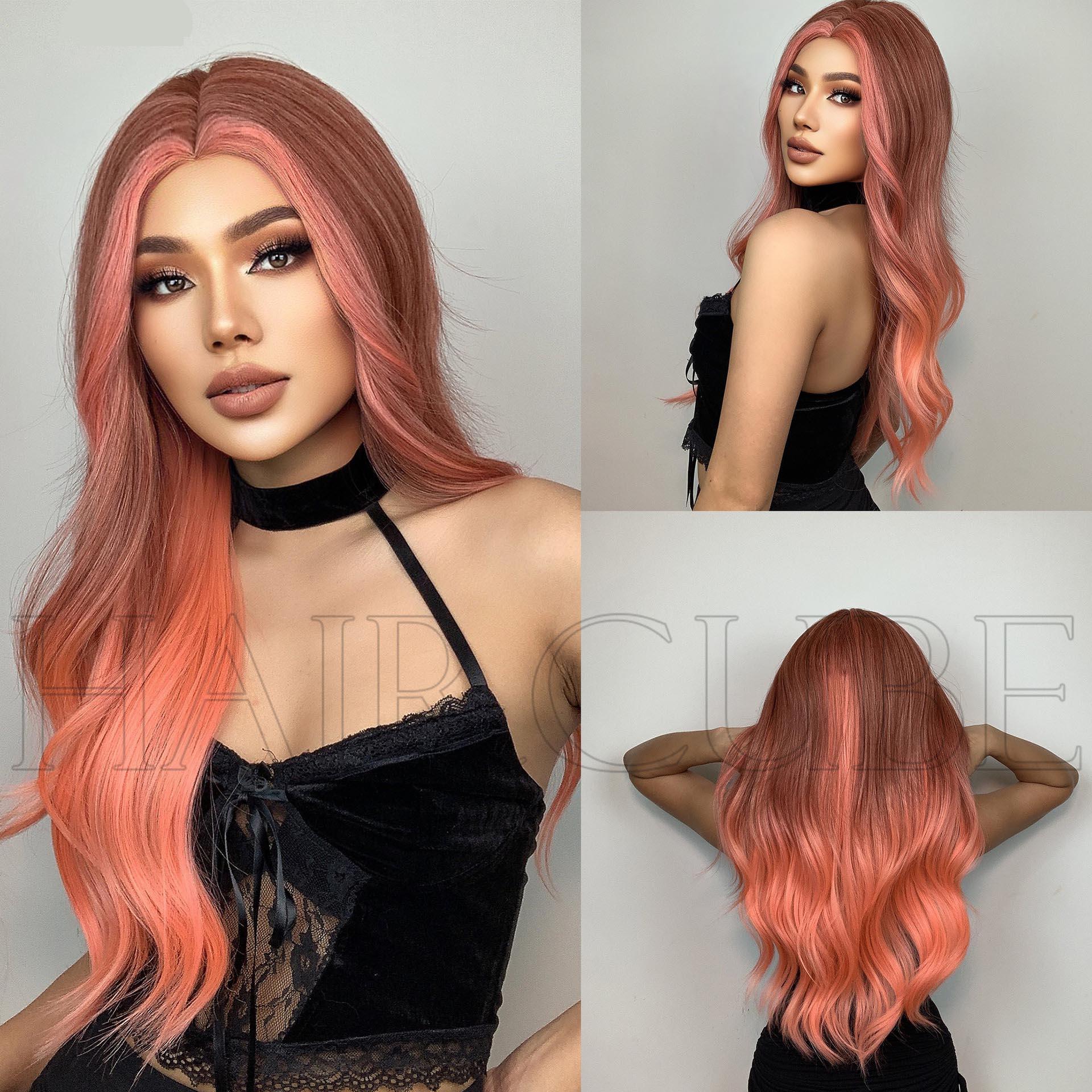 Haircube 24-Inch Long Curly Wig in Orange Pink - VitaGlow Beauty Co.