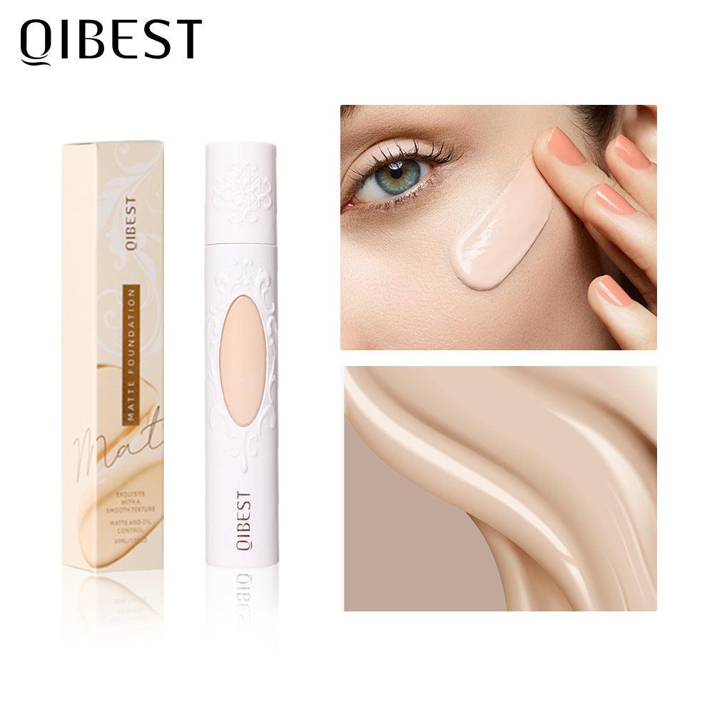 QIBEST Liquid Foundation Long Lasting Makeup Concealer Moisturizing Brightening Matte Natural Liquid Foundation Nude Makeup Repairing Liquid - VitaGlow Beauty Co.